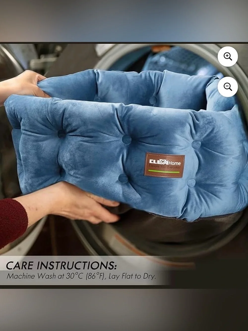 Blue Plush Calming Pet Bed for Dogs & Cats 20” Round Donut Bed